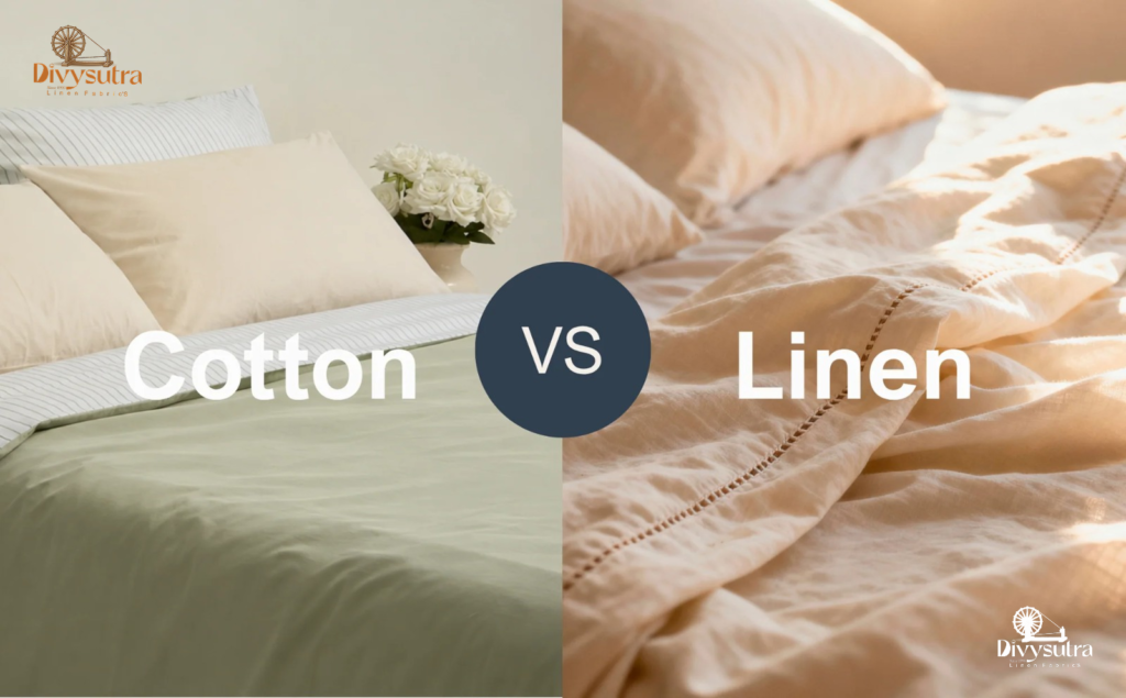 Linen vs cotton fabric comparison swatches